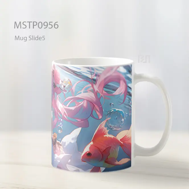 Gadis Anime Di Bawah Air Dengan Ikan Mug MSTP0956 - All-side / Desain