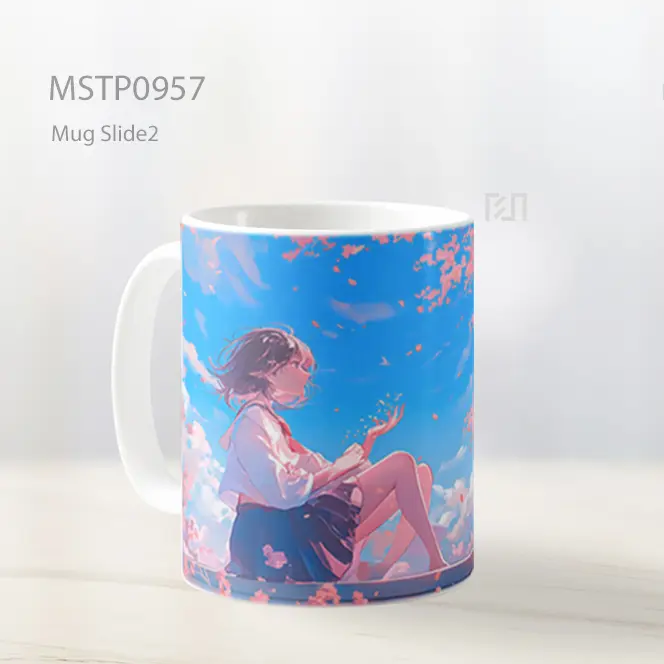 Gadis Anime Di Jendela Nikmati Bunga Sakura Mug MSTP0957 - All-side / Desain