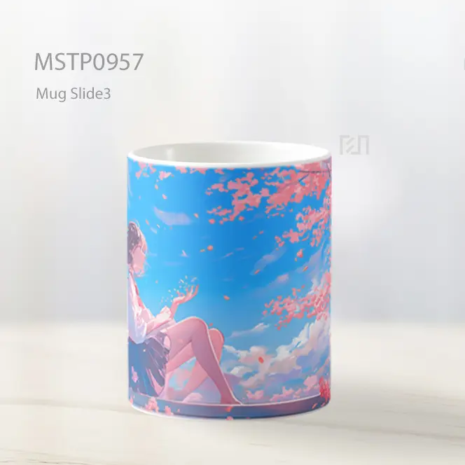 Gadis Anime Di Jendela Nikmati Bunga Sakura Mug MSTP0957 - All-side / Desain