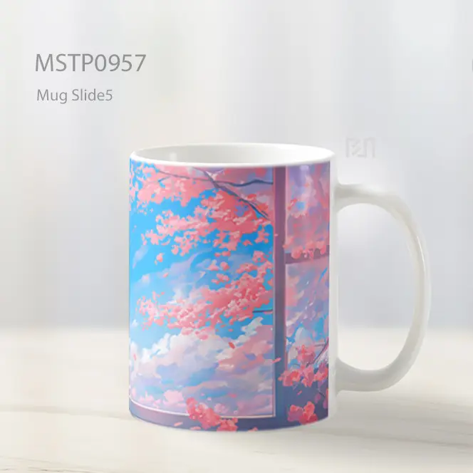 Gadis Anime Di Jendela Nikmati Bunga Sakura Mug MSTP0957 - All-side / Desain