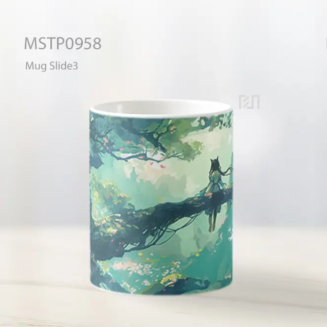 Gadis Anime Di Pohon Hijau Mug MSTP0958 - All-side / Desain
