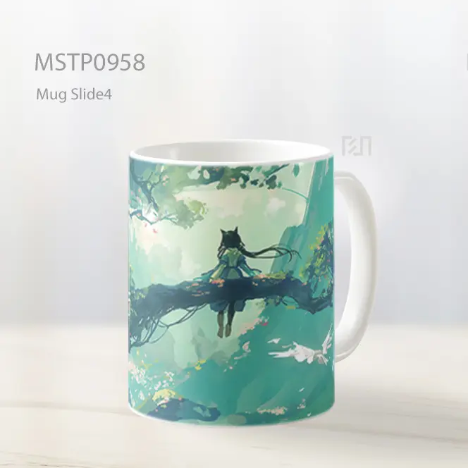 Gadis Anime Di Pohon Hijau Mug MSTP0958