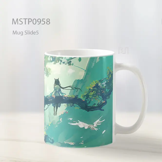 Gadis Anime Di Pohon Hijau Mug MSTP0958 - All-side / Desain
