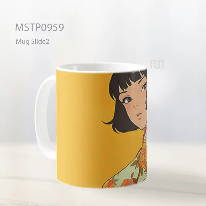 Gadis Anime Gaun Bunga Tenang Mug MSTP0959 - All-side / Desain