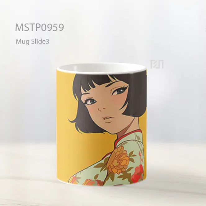 Gadis Anime Gaun Bunga Tenang Mug MSTP0959 - All-side / Desain