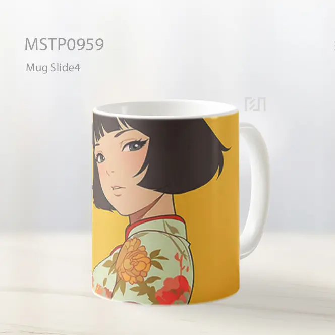 Gadis Anime Gaun Bunga Tenang Mug MSTP0959