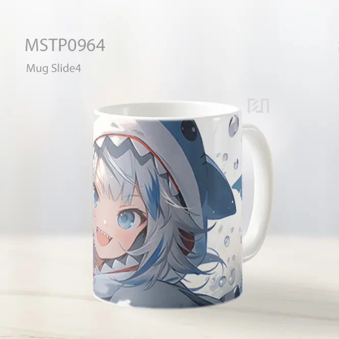 Mug Keramik Premium SNI - Gadis Anime Imut Dengan Kostum Hiu Mug MSTP0964