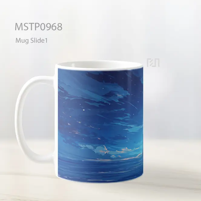 Gadis Anime Kesepian Biru Gelap Mug MSTP0968 - All-side / Desain