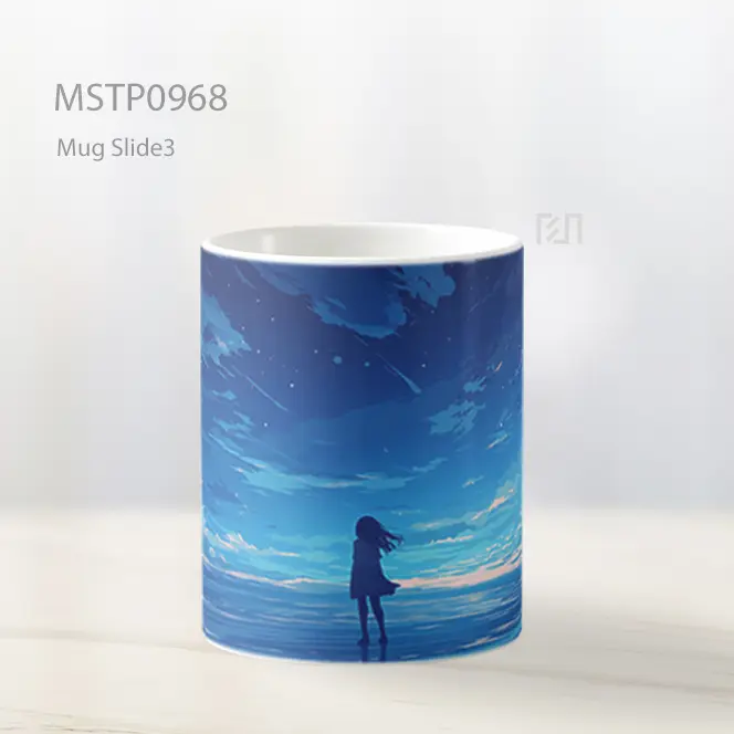 Gadis Anime Kesepian Biru Gelap Mug MSTP0968 - All-side / Desain