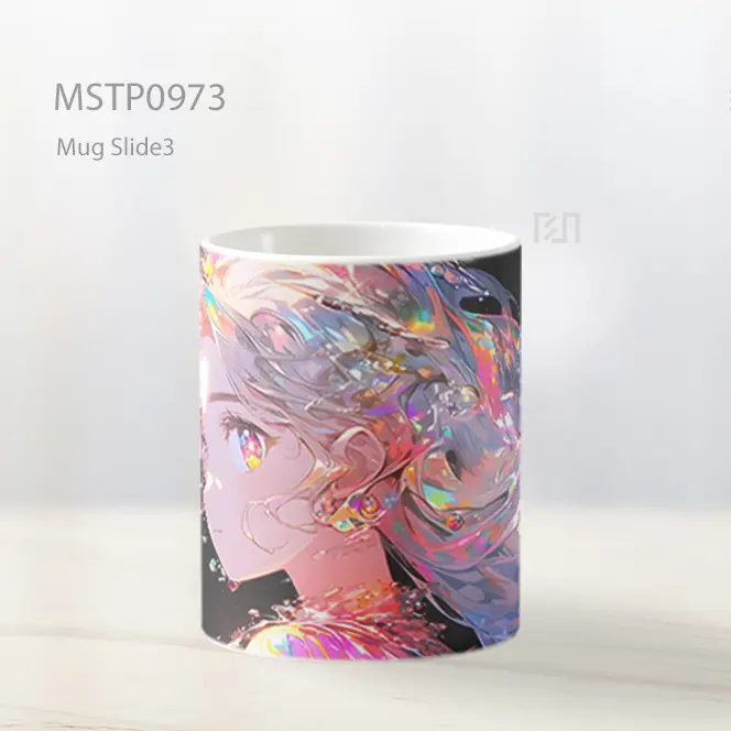 Gadis Anime Mata Pelangi Hitam Mug MSTP0973 - All-side / Desain