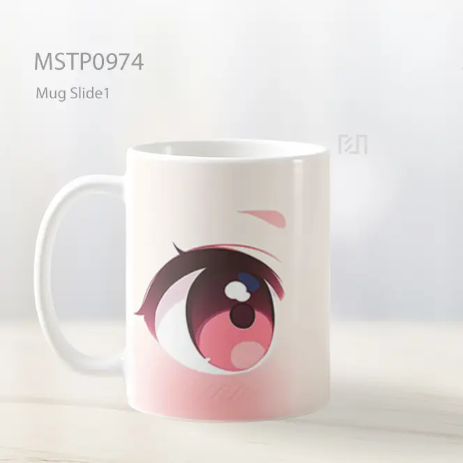 Gadis Anime Mata Pink Close Up Mug MSTP0974 - All-side / Desain
