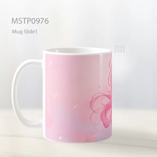 Gadis Anime Mata Tertutup Pink Terang Mug MSTP0976 - All-side / Desain