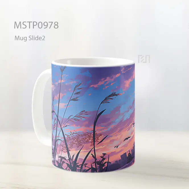 Gadis Anime Matahari Terbenam Pink Mug MSTP0978 - All-side / Desain