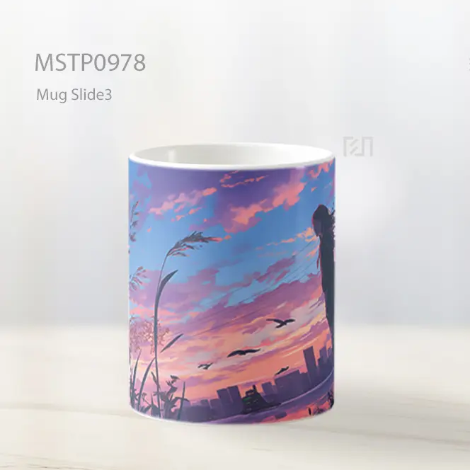 Gadis Anime Matahari Terbenam Pink Mug MSTP0978 - All-side / Desain
