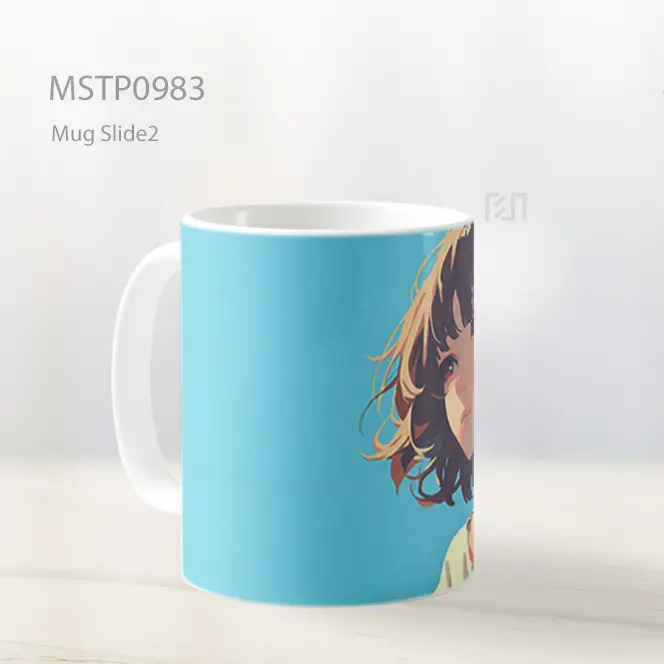 Gadis Anime Minimalis Latar Biru Langit Mug MSTP0983 - All-side / Desain
