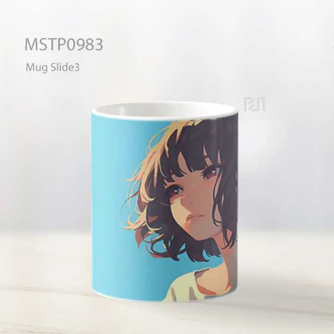 Gadis Anime Minimalis Latar Biru Langit Mug MSTP0983 - All-side / Desain