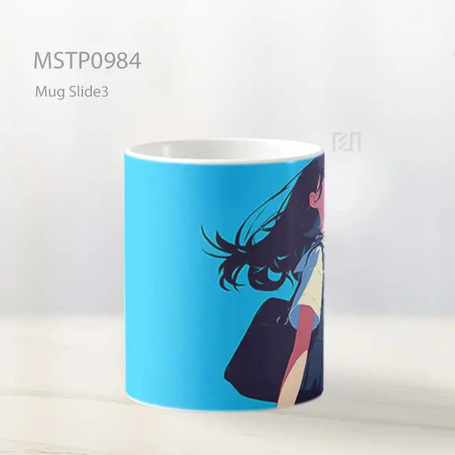 Gadis Anime Minimalis Latar Vibrant Mug MSTP0984 - All-side / Desain