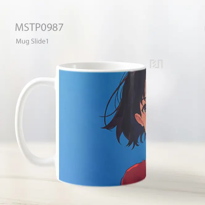 Gadis Anime Peace Sign Tersenyum Mug MSTP0987 - All-side / Desain