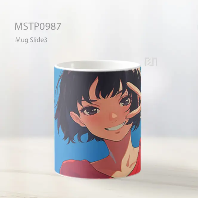 Gadis Anime Peace Sign Tersenyum Mug MSTP0987 - All-side / Desain
