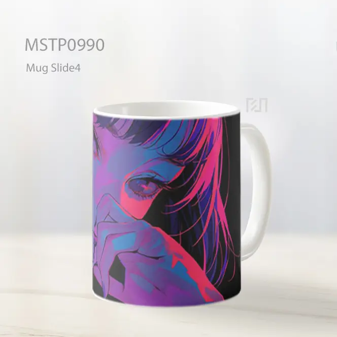 Gadis Anime Penuh Pikiran Lampu Neon Mug MSTP0990
