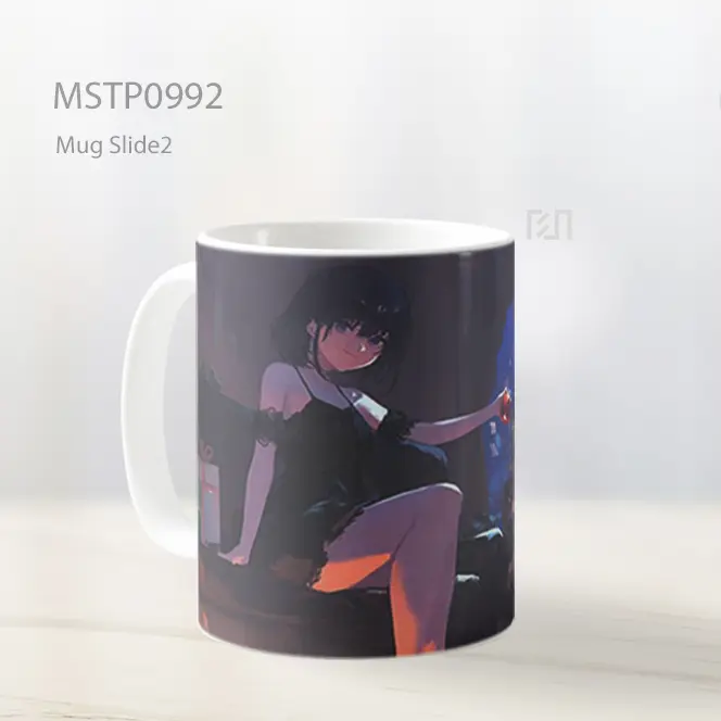 Gadis Anime Pohon Natal Latar Hitam Mug MSTP0992 - All-side / Desain