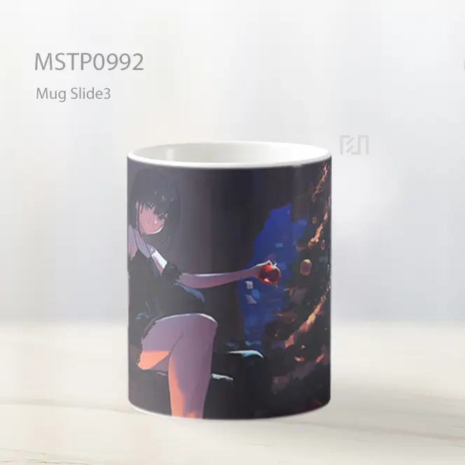 Gadis Anime Pohon Natal Latar Hitam Mug MSTP0992 - All-side / Desain