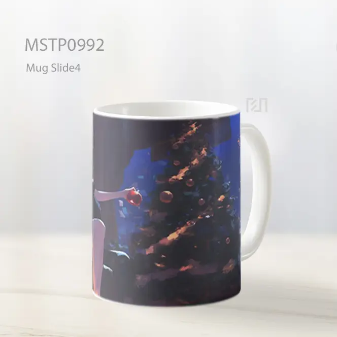 Gadis Anime Pohon Natal Latar Hitam Mug MSTP0992