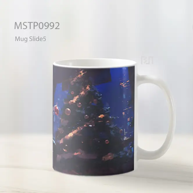 Gadis Anime Pohon Natal Latar Hitam Mug MSTP0992 - All-side / Desain
