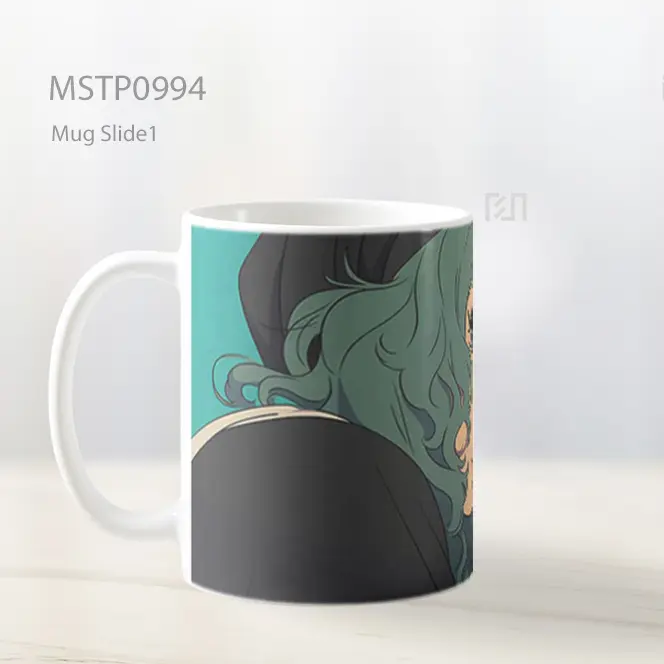 Gadis Anime Rambut Teal Melihat Kembali Hoodie Mug MSTP0994 - All-side / Desain