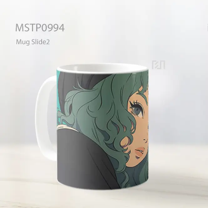 Gadis Anime Rambut Teal Melihat Kembali Hoodie Mug MSTP0994 - All-side / Desain
