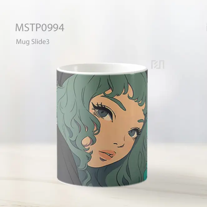 Gadis Anime Rambut Teal Melihat Kembali Hoodie Mug MSTP0994 - All-side / Desain