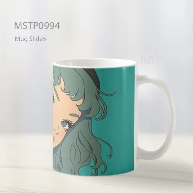 Gadis Anime Rambut Teal Melihat Kembali Hoodie Mug MSTP0994 - All-side / Desain