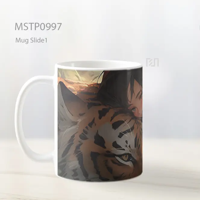 Gadis Anime Sedih Dengan Harimau Mug MSTP0997 - All-side / Desain