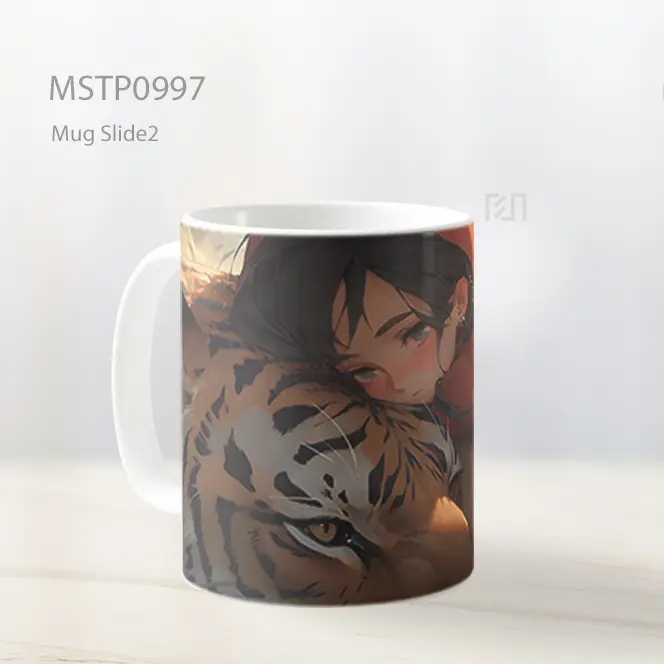 Gadis Anime Sedih Dengan Harimau Mug MSTP0997 - All-side / Desain