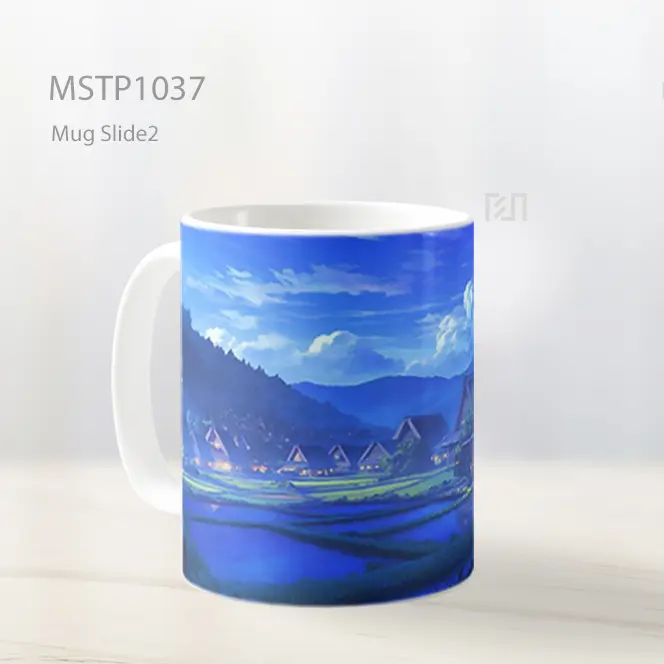 Ghibli Inspired Night Village Mug MSTP1037 - All-side / Desain