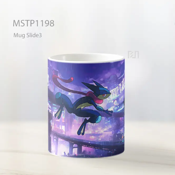Greninja Cyberpunk Neon City Rain Action Mug MSTP1198 - All-side / Desain