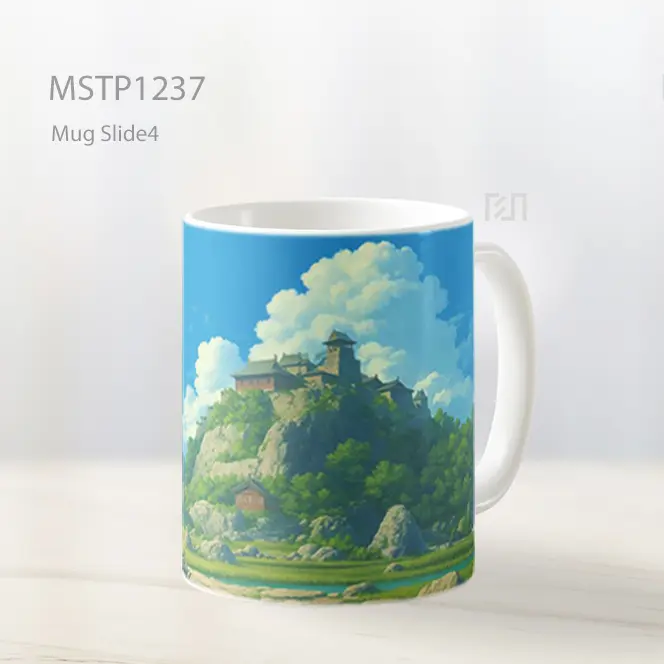 Hidden Castle In Mountains Ghibli Background Mug MSTP1237
