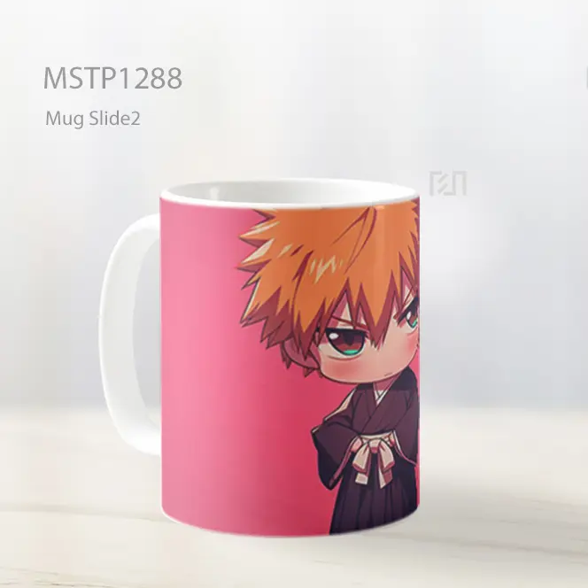 Ichigo Kurosaki Chibi Merona Latar Pink Mug MSTP1288 - All-side / Desain