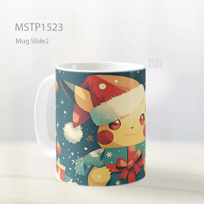 Kawaii Pikachu Hadiah Santa Mug MSTP1523 - All-side / Desain