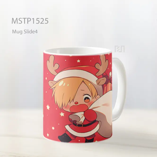 Kawaii Sanji Santa Tema Merah Mug MSTP1525