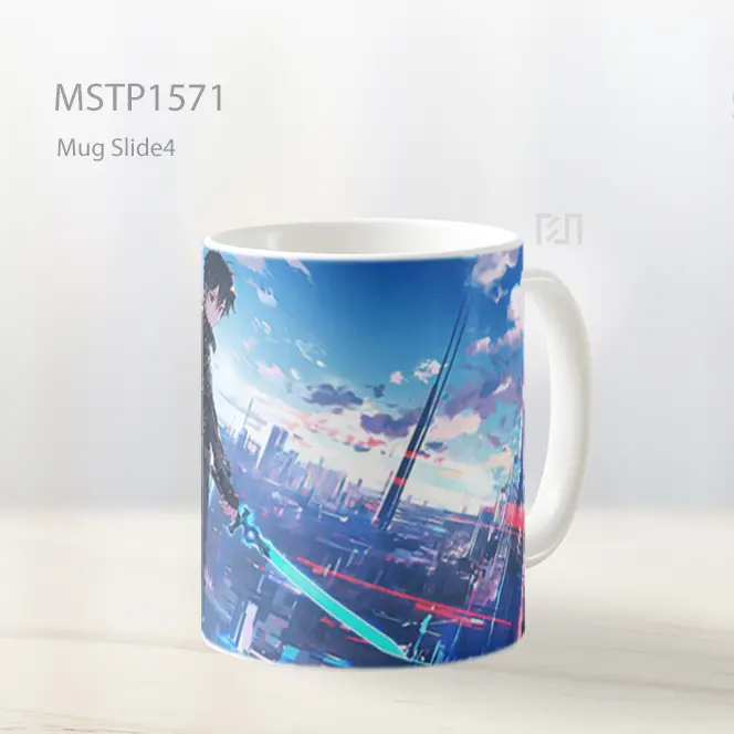 Kirito Blue Sword Futuristic Skyline Mug MSTP1571