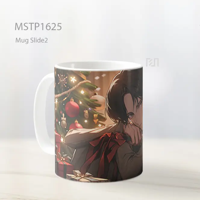 Levi Ackerman Dengan Hadiah Natal Mug MSTP1625 - All-side / Desain
