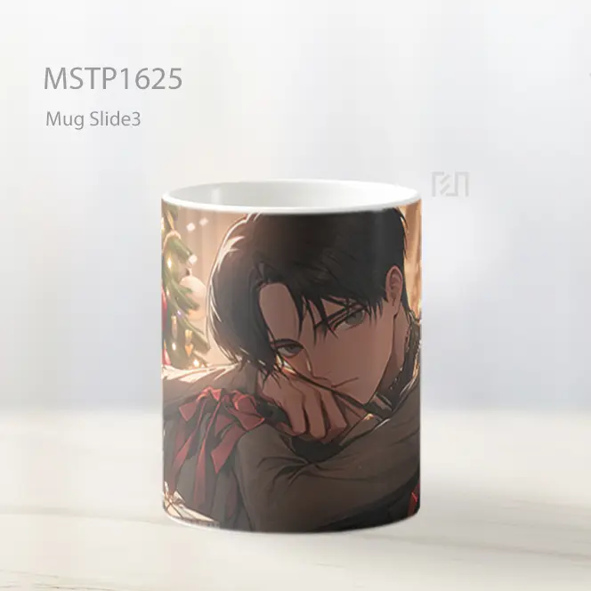 Levi Ackerman Dengan Hadiah Natal Mug MSTP1625 - All-side / Desain