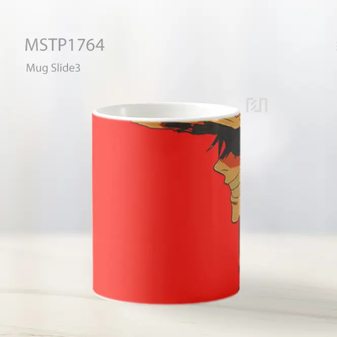 Luffy Topi Jerami Senyum Siluet Latar Merah Mug MSTP1764 - All-side / Desain