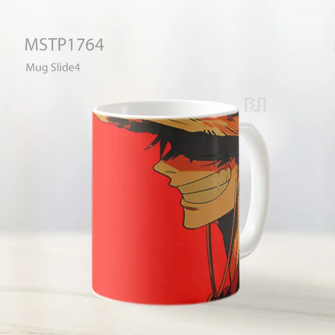 Luffy Topi Jerami Senyum Siluet Latar Merah Mug MSTP1764