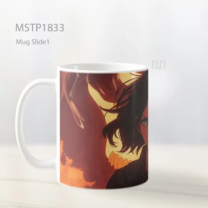 Mikasa Ackerman Aot Latar Terbakar Mug MSTP1833 - All-side / Desain