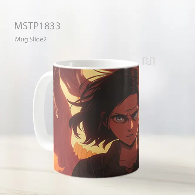 Mikasa Ackerman Aot Latar Terbakar Mug MSTP1833 - All-side / Desain
