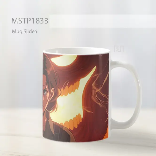 Mikasa Ackerman Aot Latar Terbakar Mug MSTP1833 - All-side / Desain