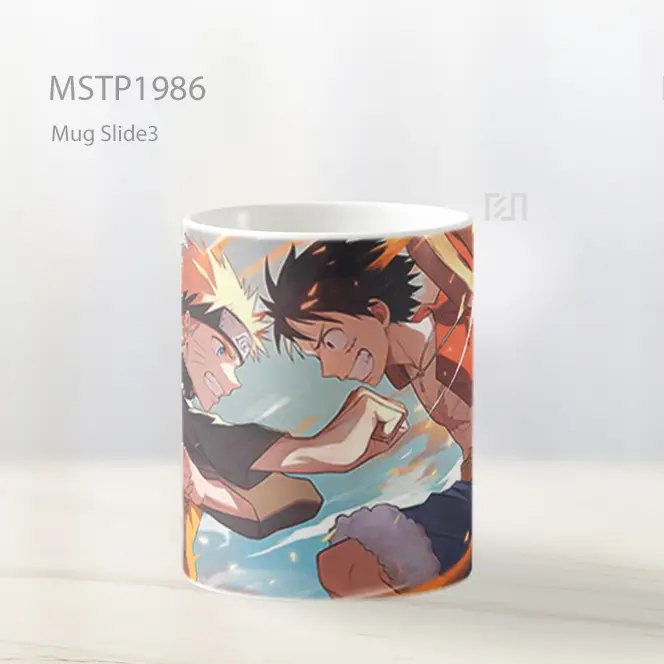 Naruto Dan One Piece Naruto Luffy Tepukan Tinju Mug MSTP1986 - All-side / Desain