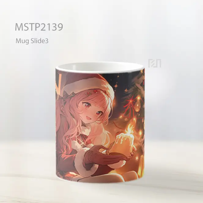Natal Gadis Anime Dengan Lilin Mug MSTP2139 - All-side / Desain